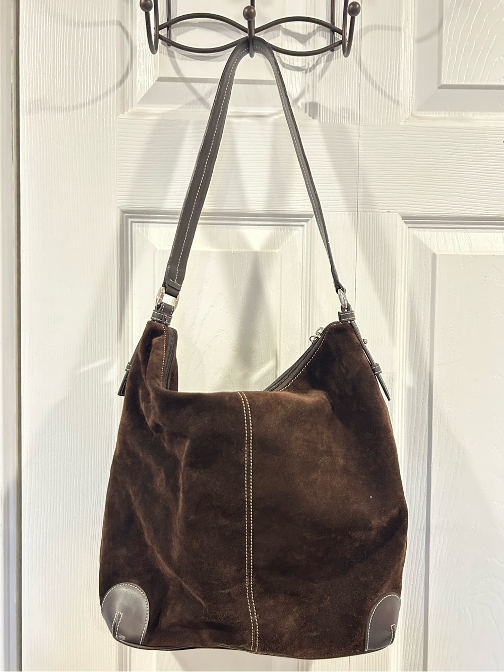Maxx New York Dark Brown Suede Shoulder Bag